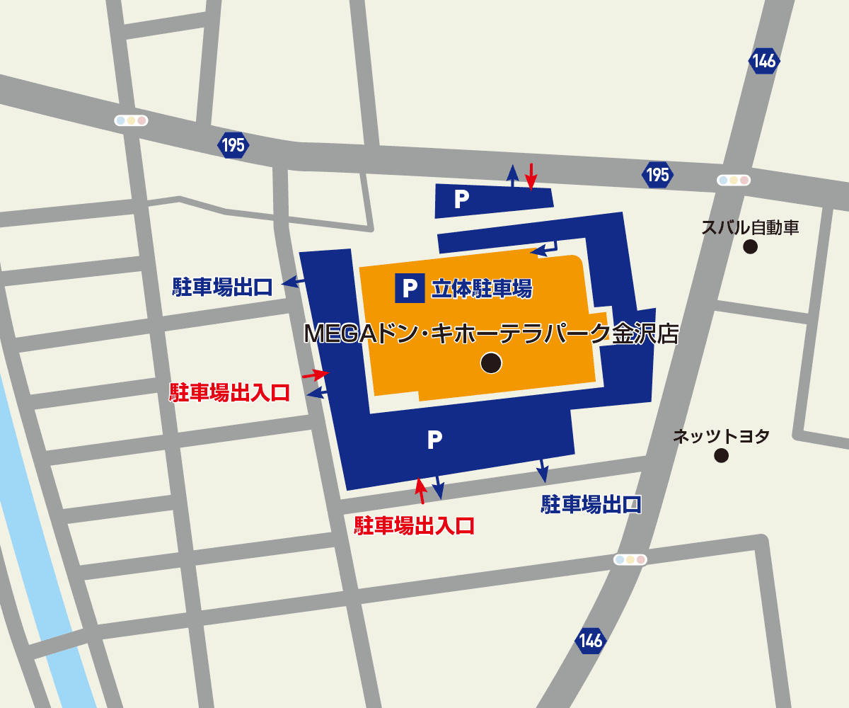 MEGAドン・キホーテ ラパーク金沢店駐車場地図